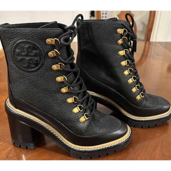 Tory Burch Miller 95mm Lug Sole Bootie Perfect Black Leather‎  Size 5 - Picture 3 of 7